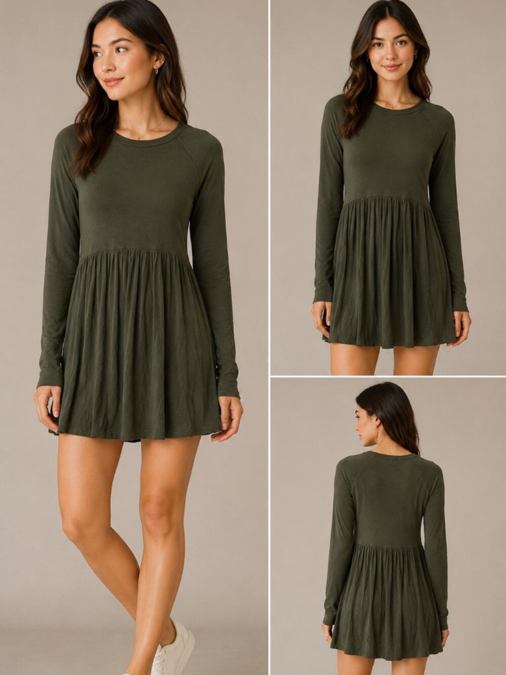 BCBGeneration Women's Moss Green Long Sleeve Mini Dress - Size XXS - NWT